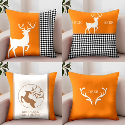 Light Luxury Modern Model Home Simple Backrest Pillow Sofa Living Room Orange Pillowcase American Style Large Cushion Lumbar Pillow with Insert