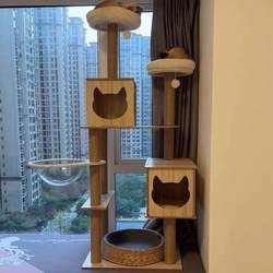 Cat Climbing Frame, Cat House, Cat Tree, Integrated Space Capsule, Solid Wood Cat Shelf, Jumping Platform, Cat Scratching Post, Extra-Large Cat Frame, Cat Scratching Board Post