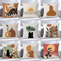 Scandinavian Morandi Pillow Sofa ins Pillow Simple Line Cushion Geometric Character Pillow Case B&B Pillow Case