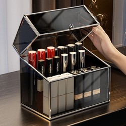 German Glass Cosmetics Storage Box Desktop High-End Dressing Table Dust-Proof Skin Care Product Lipstick Shelf Perfume Rack