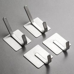 Stainless steel nail-free adhesive hook bathroom waterproof strong adhesive storage storage double hook kitchen wall hanging punch-free hook