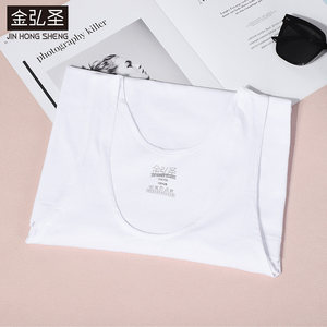 
100% cotton vest men's pure cotton summer thin loose jersey cotton breathable middle-aged and elderly white outer wear
