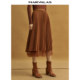 Mandeshi double-layer mesh skirt 2025 autumn new style high-end temperament retro layered A-line pleated skirt