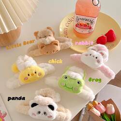 Cute Cartoon Bear Plush Hair Clip for Women, Large Shark Clip for Updo, Suitable for Thick Hair, Hair Accessory