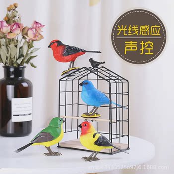 Simulated birds, fake bird decorations, birds that can sing and talk, garden gardening ornaments, creative home decorations and decorations