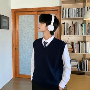 dk Japanese uniform men's navy blue spring, autumn and winter all-match sweater vest youth sweater student vest vest