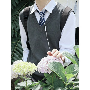 
JKDK uniform men's and women's dark gray sweater vest stacked new matching shirt v-neck sweater vest