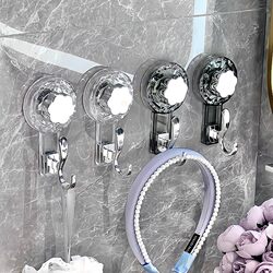 Bathroom Suction Cup Hooks, No Drilling Required, Strong Load-Bearing, for Home Use, Behind Cabinet Doors, for Hanging Clothes, in the Bathroom and Kitchen, Traceless Adhesive Hooks