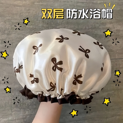 Double-Layer Shower Cap for Women Waterproof Bathing Home Kitchen Oil Fume-Proof Hood Girls Dry Hair Mask Special Shower Cap New Style