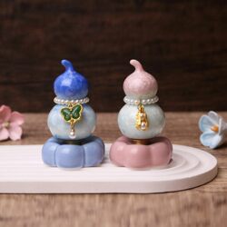 Internet-Famous Rotating Gourd Crystal Glaze Ornament, Jingdezhen Ceramic, Cute and Creative Desktop Decoration, Holiday Gift