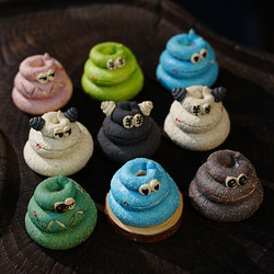 Creative Hand-Made Pottery Emoticon Figurine, Cute Snake Ornament, Jingdezhen Ceramic, Unique Display Shelf Decoration