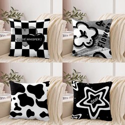 Nordic Ins Style Black and White Printed Throw Pillow Modern Minimalist Black and White Checkered Sofa Pillow Cover Homestay Cushion Pillow