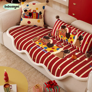 
Puppy Maggie Class A Mother and Baby Retro Fur-edged Sofa Cushion Autumn and Winter Thickened Sofa Cushion High-end Sofa Cover