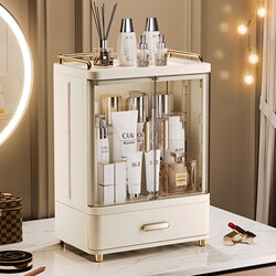 German Cosmetics Storage Box Desktop Lipstick Makeup Brush Skin Care Product Storage Rack Dressing Table Double-Door Makeup Box