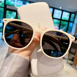 Sunglasses for Women with a High-End Feel, 2026 New Model, Large Face, Sun Protection, Round White Frame, Uv Protection, Makes the Face Look Smaller