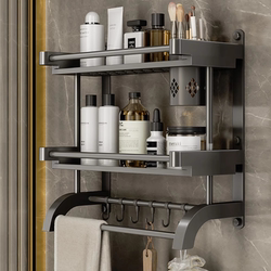 Bathroom Storage Rack, Towel Rack, Integrated Bathroom Toilet Shower Washroom, No-Drill Washbasin Wall-Mounted Organizer