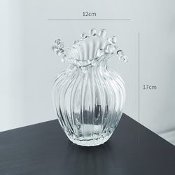 Light luxury spray-mouthed transparent vase ornaments v Nordic style glass flower vessel water-grown flower arrangement living room table decoration
