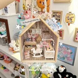 Wooden Acrylic House Packaging Box for Dollhouse Renovation and Landscaping, Wooden Box for Hand-Made Toys Storage and Display