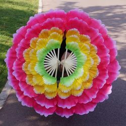 Opening Dance Peony Flower Fan Large Petal Dance Fan Square Dance Group Performance Props Stage Performance Fan