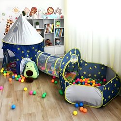 Children's Tent Family Play Three-Piece Set Playhouse Indoor and Outdoor Three-In-One Tunnel Ocean Ball Pool Fence Toy