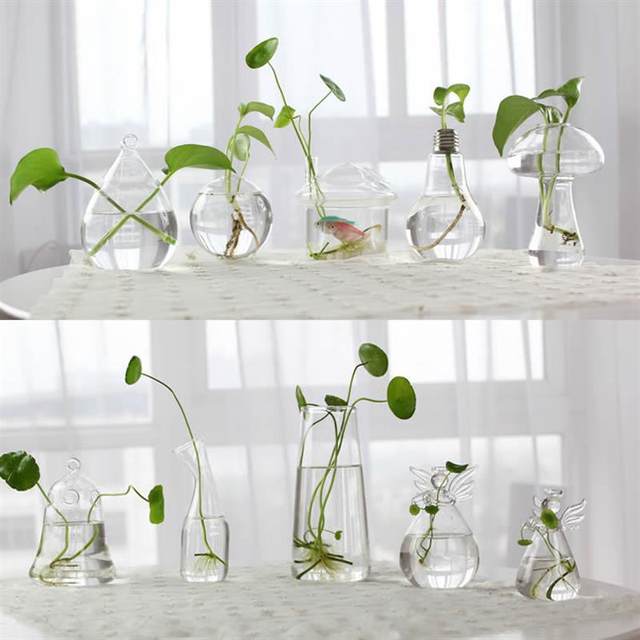 2023 New Handmade Glass Vase Creative Living Room Ornaments Flower Arrangement Transparent Hydroponic Flower Device Home Gardening Decoration