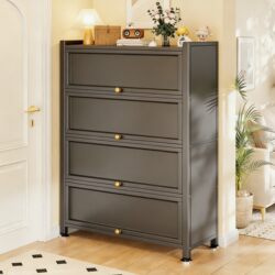 Steel Shoe Cabinet for Home Use, Integrated Against the Wall, Multi-Layer, Large Capacity Storage Cabinet, Dust-Proof Shoe Rack, Entryway Storage Cabinet