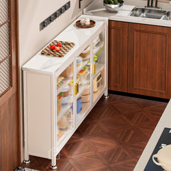 Cream-Colored Slate Kitchen Storage Rack, Freestanding Multifunctional Wall-Mounted Integrated Sideboard for Storing Bowls and Extremely Narrow Side Cabinet