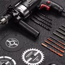 German Electric Impact Drill and Hammer Dual-Purpose High-Power Electric Tool for Home Use, Portable and Multi-Functional Drilling Drill