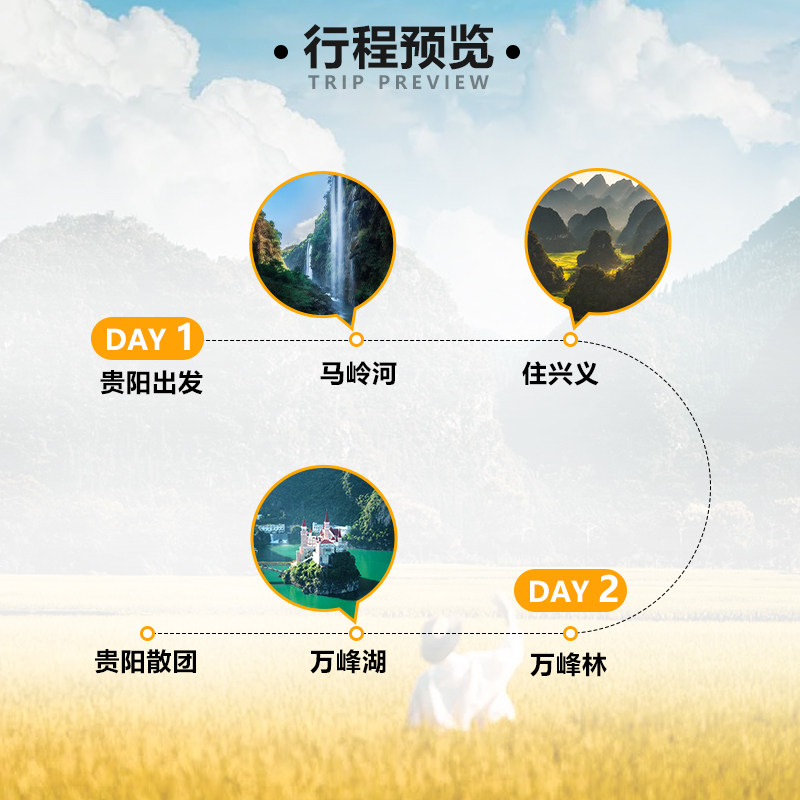 跟团游贵州旅游纯玩2天1晚兴义万峰林马岭河万峰湖贵阳跟团亲子游