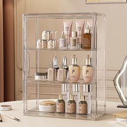 Cosmetics Storage Box Desktop Transparent Dust-Proof Skin Care Product Dressing Table Large Capacity Acrylic Partitioned Storage Rack