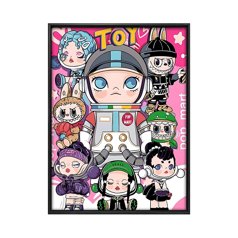 Molly数字油画泡泡玛特diy手绘静心手工丙烯填充涂色装饰