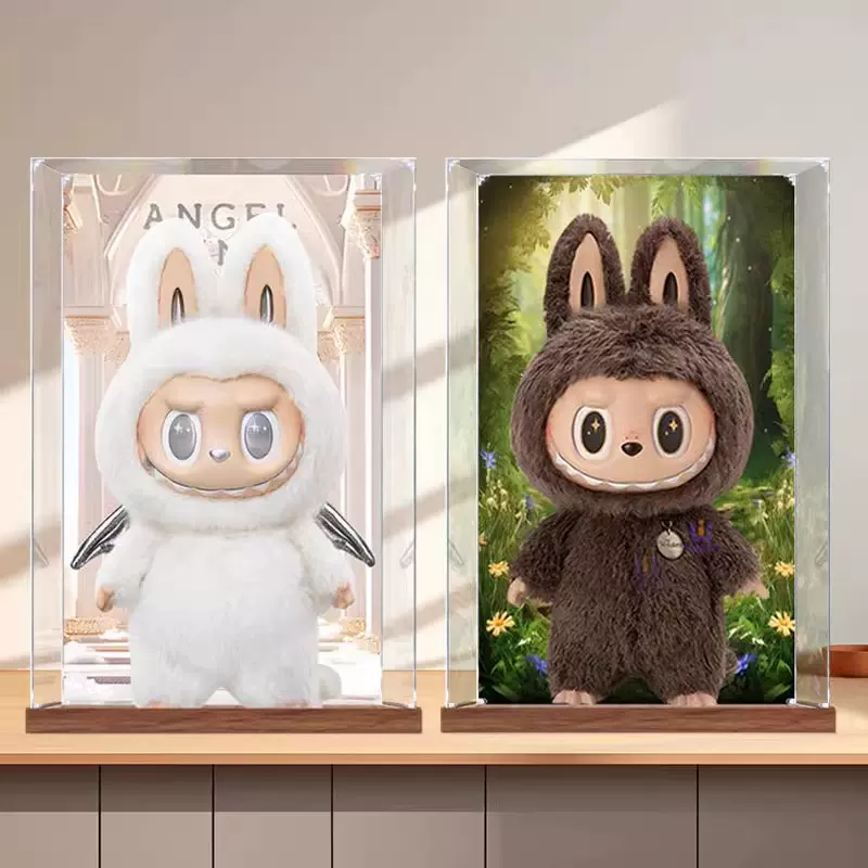 泡泡玛特Zimomo展示盒大天使首领亚克力防尘盒Labubu公仔58cm展示架
