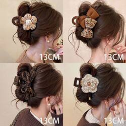 Trendy Return~ Leopard Print Bow Hair Claw Clip for Women, Shark Clip, 2025 New Hair Clip, Hair Accessory, Autumn and Winter Hair Clip