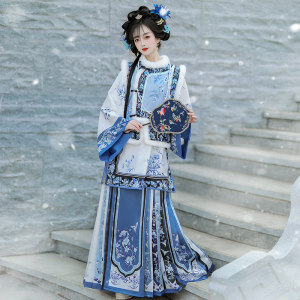 Zai Shiqi_Celadon Warm Fragrance Original Late Qing Han Women Hanfu 2025 New Autumn and Winter Checkered Clothes Flag Costumes Ancient Costumes
