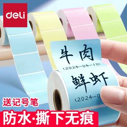 Deli Colored Label Stickers, Waterproof, Oil-Proof, Easy to Tear Without Leaving Adhesive Residue, Self-Adhesive Handwritten Sticky Notes for Home Classification, Refrigerator, Frozen Food, Kitchen Seasoning Identification, Marking Stickers, Name Tags