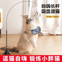 Cat Toy Teaser Wand Self-Entertainment Boredom Buster with Suction Cup Long Rod Pet Kitten Play Supplies Collection