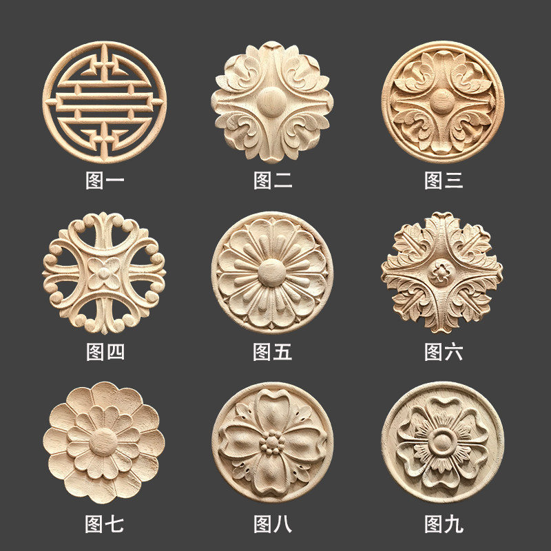 Applique Legno Intagliato A Fiore - 5 Pezzi, Stile Europeo, Per Mobili, Pareti, Porte - Foto 7