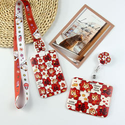 Original New Year Horse Year High-Looking and Cute Card Holder for Students, Campus Card, Meal Card, Card Holder with Lanyard, Retractable Neck Strap, Bus Card, Subway Access Card Protector, Work Id Badge, Retractable Badge Holder