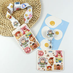 Trendy and Stylish Creative Cartoon Card Holder with Retractable Lanyard for Student Id, Meal Card, Transportation Card, Access Card, Anti-Loss Keychain, Card Case, Horizontal Style Badge Holder, Retractable Work Badge