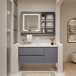 Bathroom Cabinet Set, Light Luxury Solid Wood, Modern Minimalist Bathroom Vanity, Washbasin Cabinet Set for Small Apartments