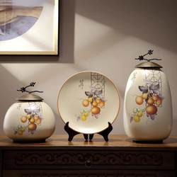 New Chinese-Style Home Creative Ornaments, Ceramic Vase Three-Piece Set, Living Room Wine Cabinet, Tv Cabinet Decorations, Chinese-Style Furnishings