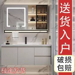 Cream Ceramic Integrated Basin Bathroom Cabinet Combination Solid Wood Bathroom Washbasin Washbasin Washbasin