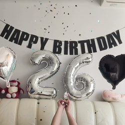 Happy Birthday Adult Number Balloons Boy Girl Party Ceremony Background Wall Arrangement Atmosphere Decoration Props