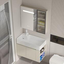 Bathroom cabinet small apartment ceramic integrated washbasin side drain washbasin washbasin cabinet combination washbasin