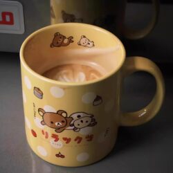 Cute Rilakkuma Ceramic Cup Cartoon Bear Mug Couple Water Cup Home Coffee Cup Breakfast Milk Yellow Cup