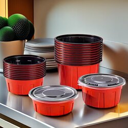 Hot-Selling Disposable Food-Grade Round Soup Bowl Takeout Box for Wonton, Snail Noodle Soup, Noodle Soup, Red Packaging Box