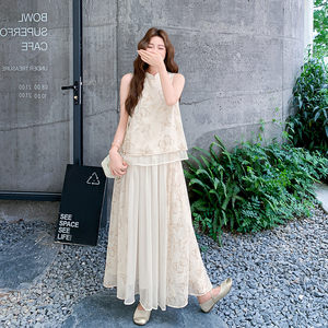 
Women's clothing/women's boutique dress Korean style natural waist super soft chiffon polyethylene terephthalate (polyester