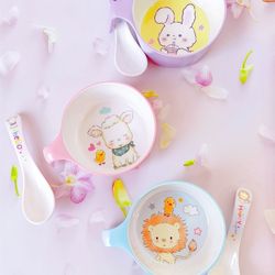 Children's bowl anti-fall and anti-scald baby bowl baby bowl small child food supplement cartoon bunny baby tableware soup bowl