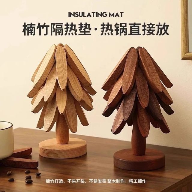 Solid wood one tree insulation mat dining table mat creative household anti-hot pot mat coaster wooden ornaments bowl mat
