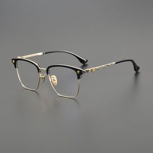 
Jiandan versatile ultra-light eyebrow titanium frame large frame myopia y glasses frame for men and women retro fashion carved anti-blue light